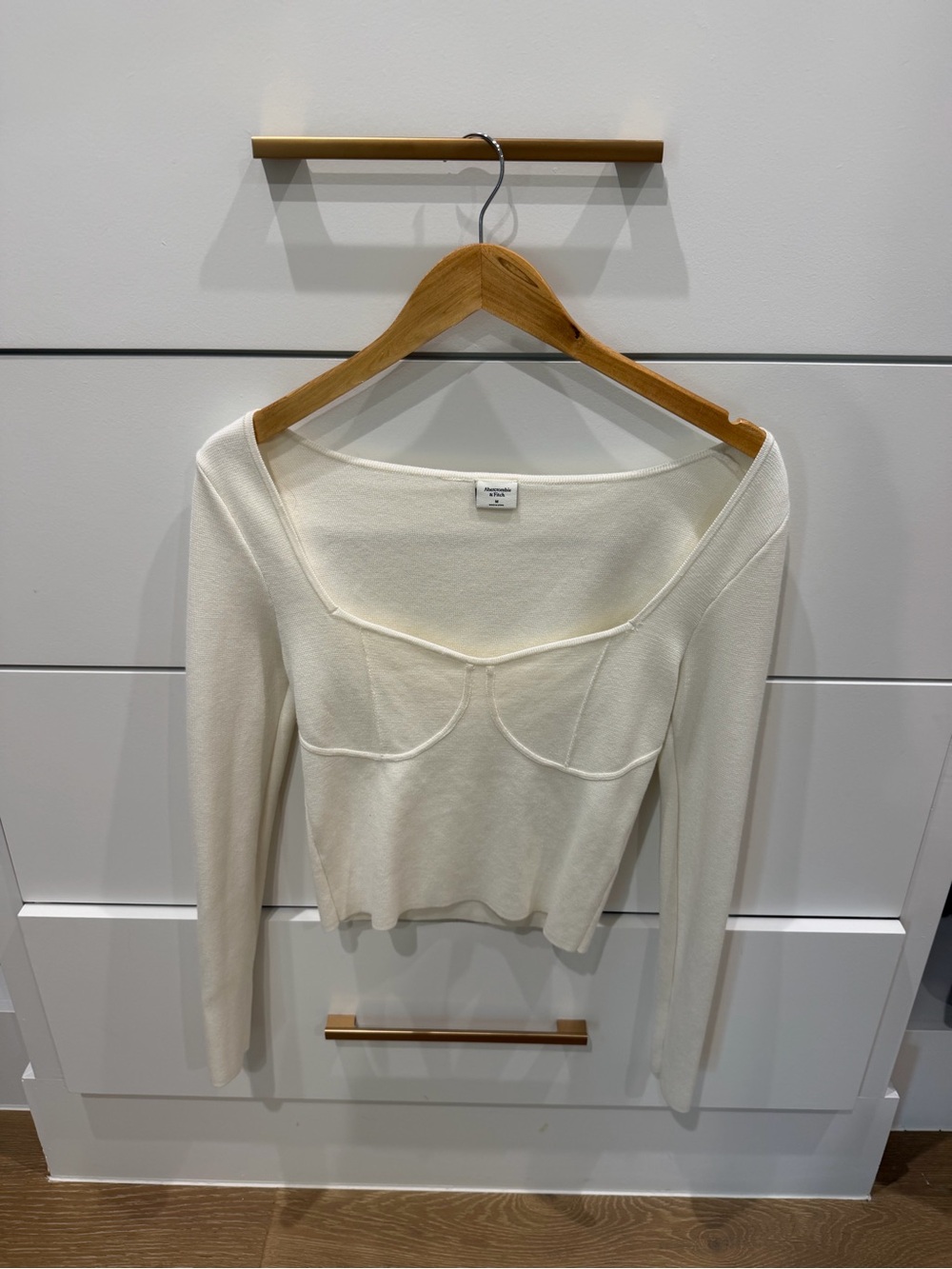 Abercrombie & Fitch Cream Square Neck Knit Top
